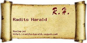 Radits Harald névjegykártya